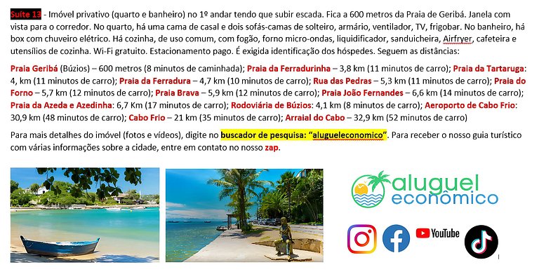 Geribá - Búzios - Suite 13 - Economic Rent