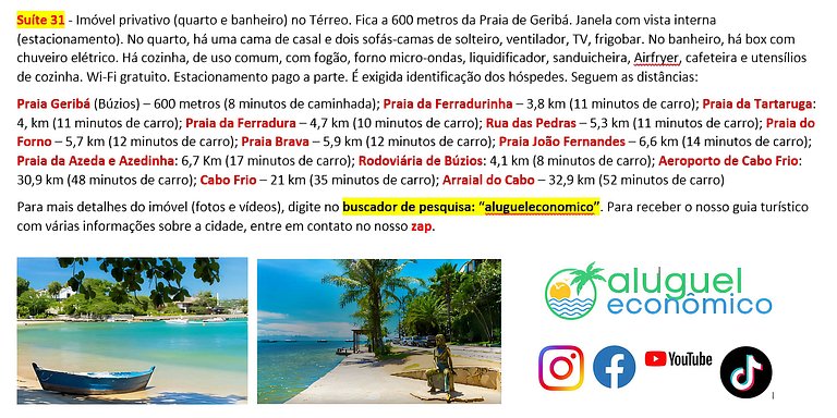 Geribá - Búzios - Suite 31 - Alquiler Económico