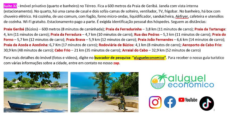 Geribá - Búzios - Suite 32 - Economic Rent