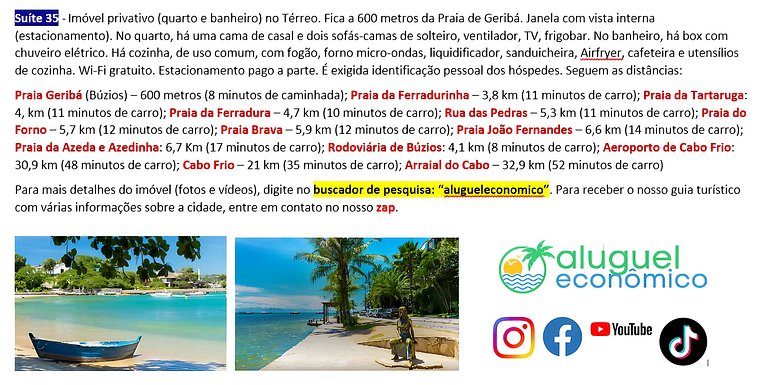 Geribá - Búzios - Suite 35 - Alquiler Económico