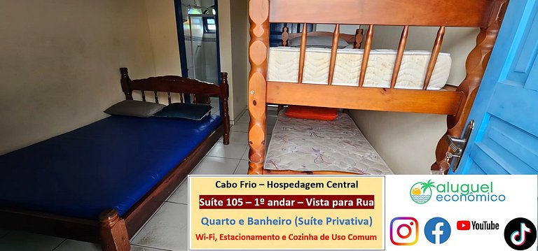 Central Accommodation - Suite 105 - Cabo Frio - Economic Ren