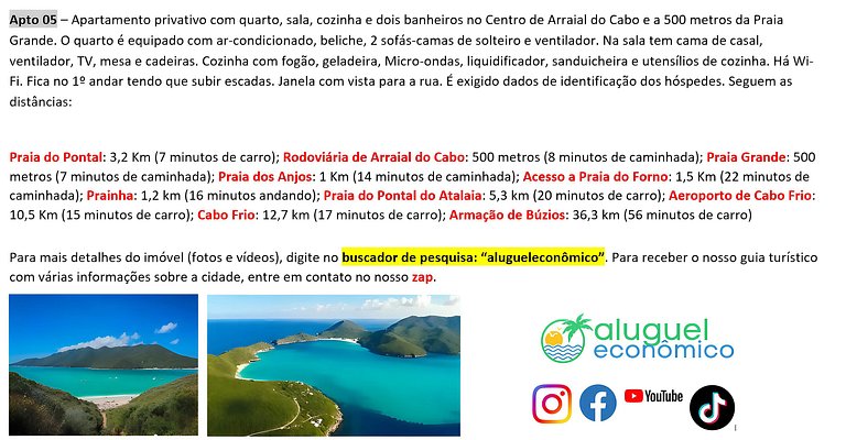 Brisas do Farol - Apto 05 - Arraial do Cabo - Alquiler Econó