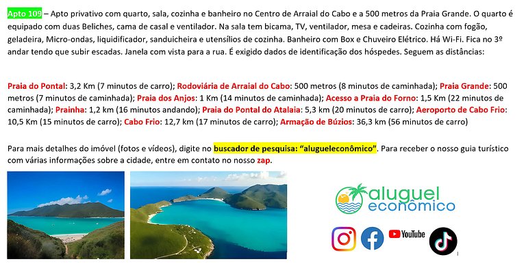 Brisas do Farol - Apto 109 - Arraial do Cabo - Alquiler Econ
